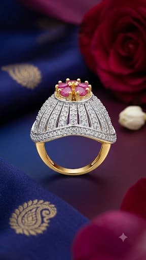 Dome Style AD Stone Adjustable Ring