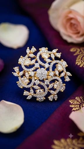 Royal Floral AD Stone Adjustable Ring