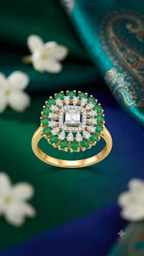 Green AD Stone Statement Ring