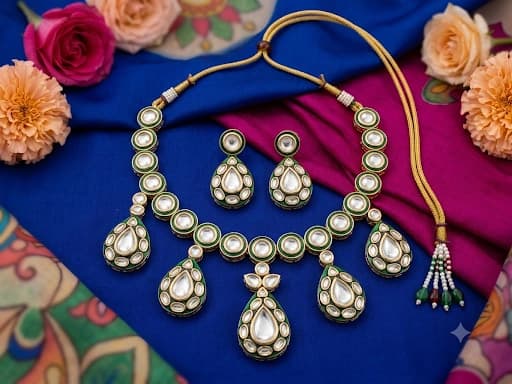 Premium Jaipuri Kundan Meenakari Set