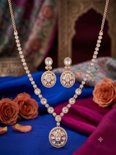 Elegant AD Stone Set With Rose Gold Polish