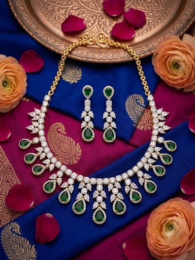 Exclusive Green AD Stone Necklace Set