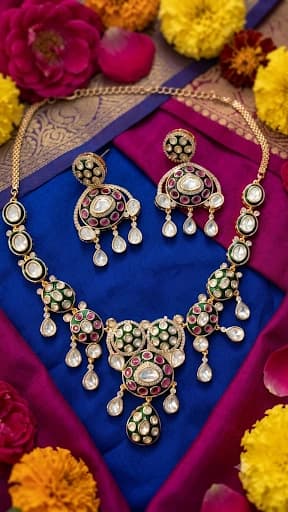 Premium Polki Kundan Jaipuri Meenakari Set