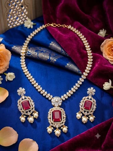 Ruby Red AD Necklace Set