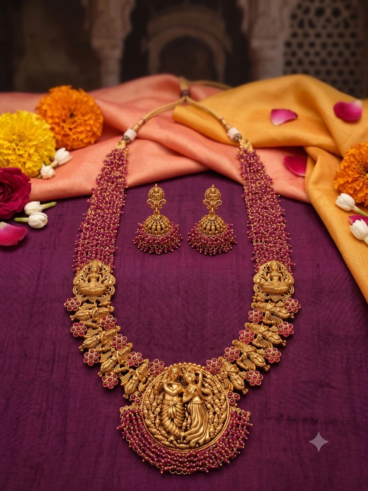 Traditional Temple Long Necklace Set