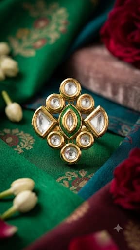 Kundan Meenakari Adjustable Ring