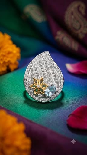 Elegant Leafdrop Adjustable Ring