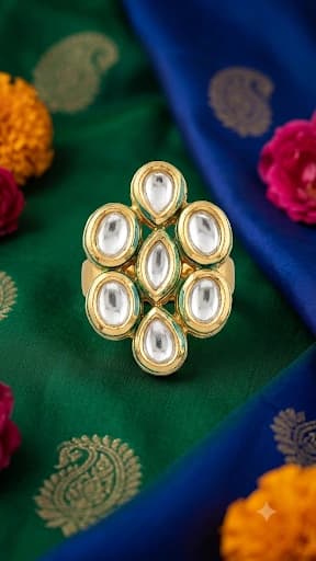 Classic Kundan Style Adjustable Ring