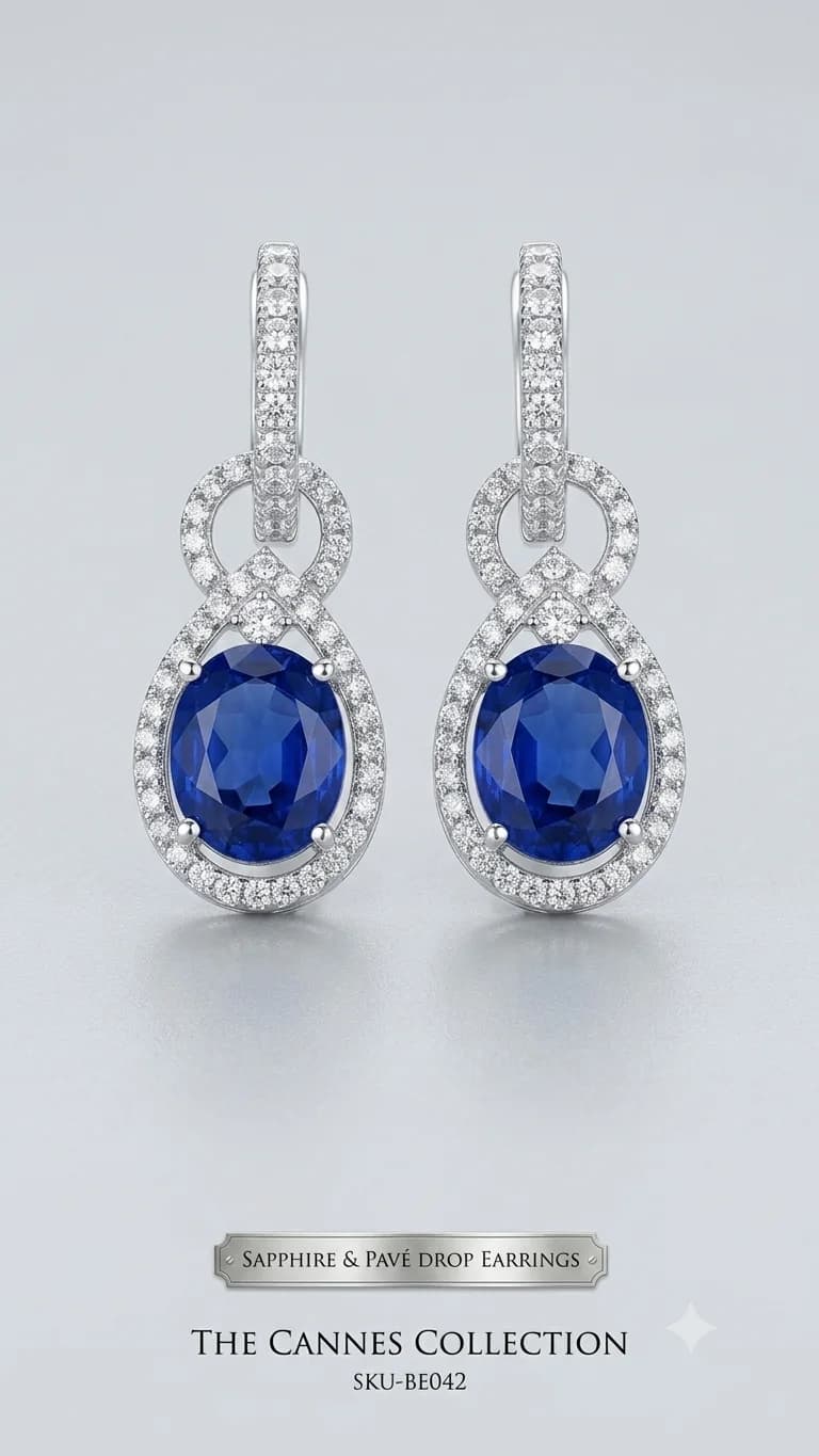 Royal Blue Crystal Drop Earrings