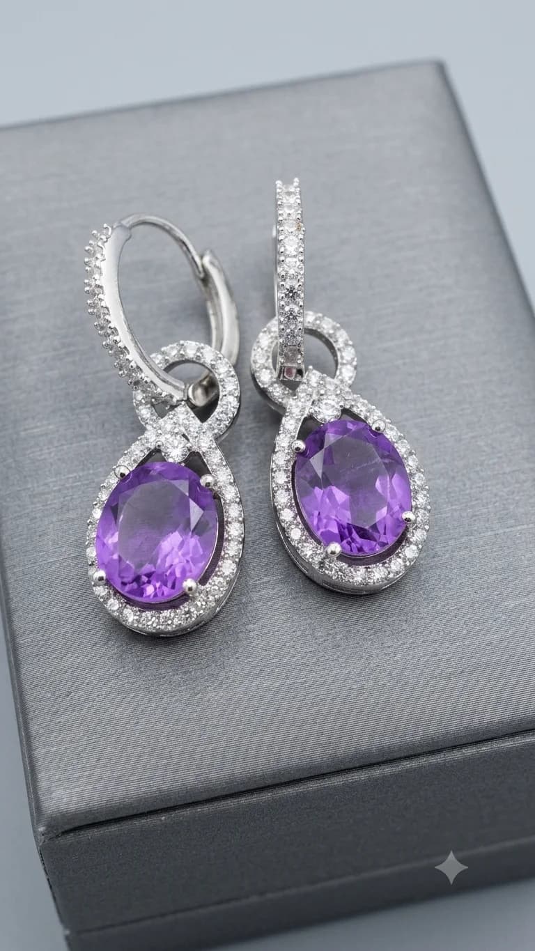 Royal Purple Crystal Drop Earrings