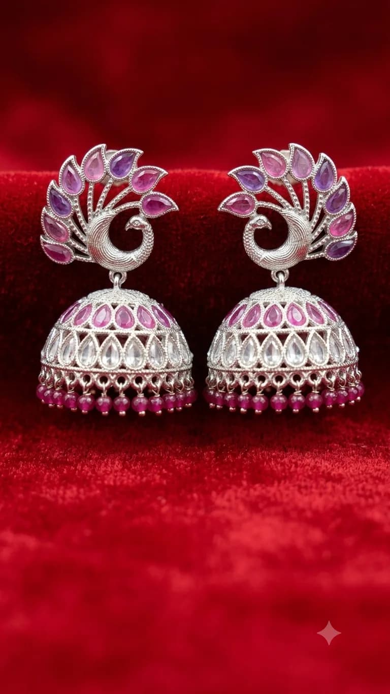 Peacock Jhumka Earrings