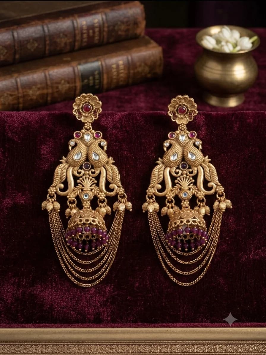Elegant Peacock Jhumka Earrings