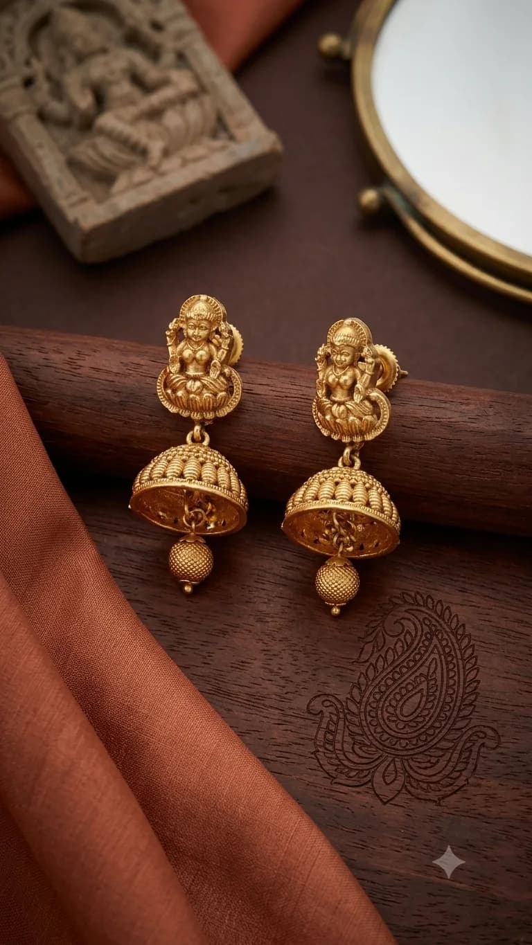 Traditional Silver Tone Goddess Jhumka Earrings