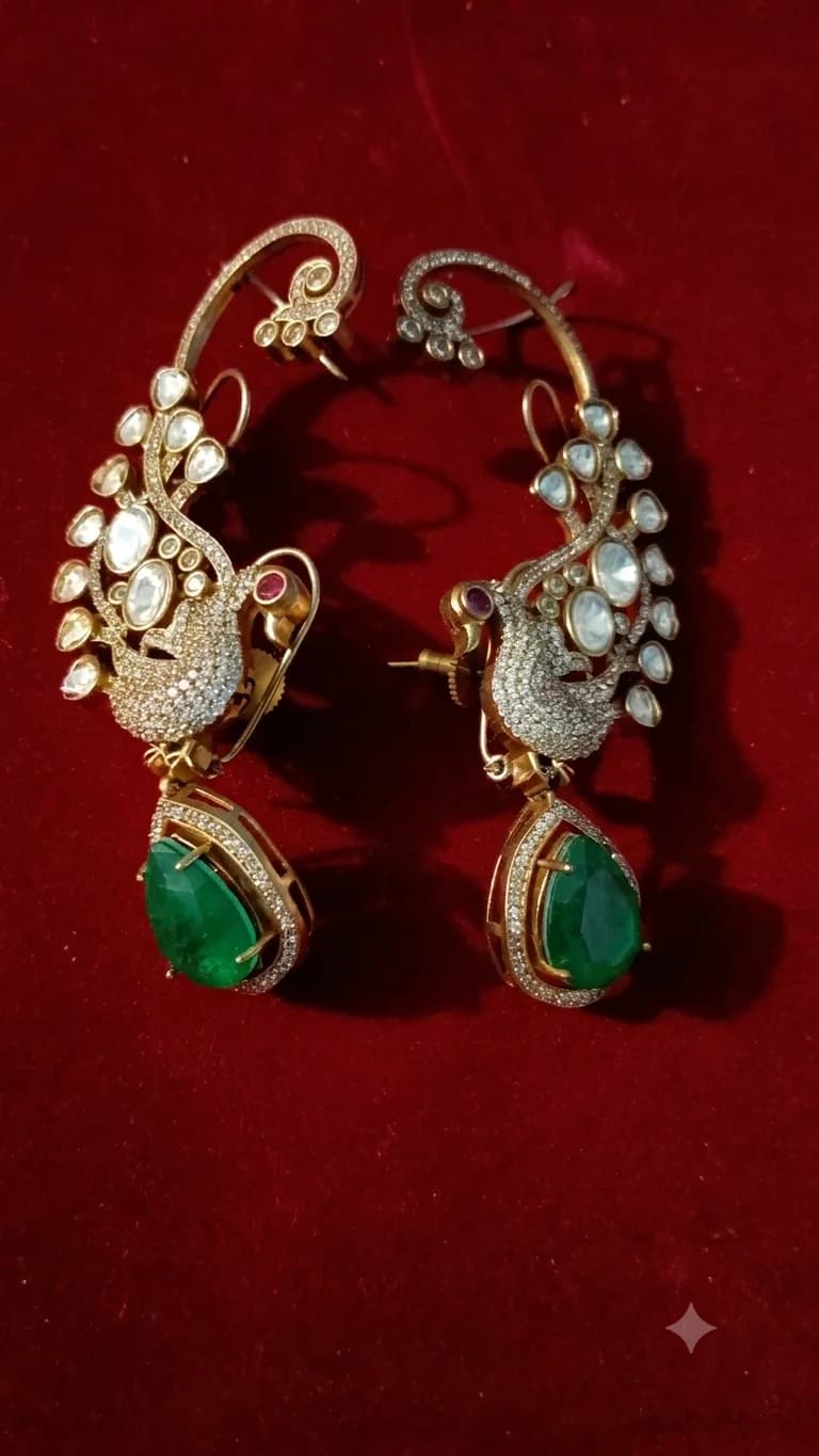 Royal Peacock Green Stock Earrings