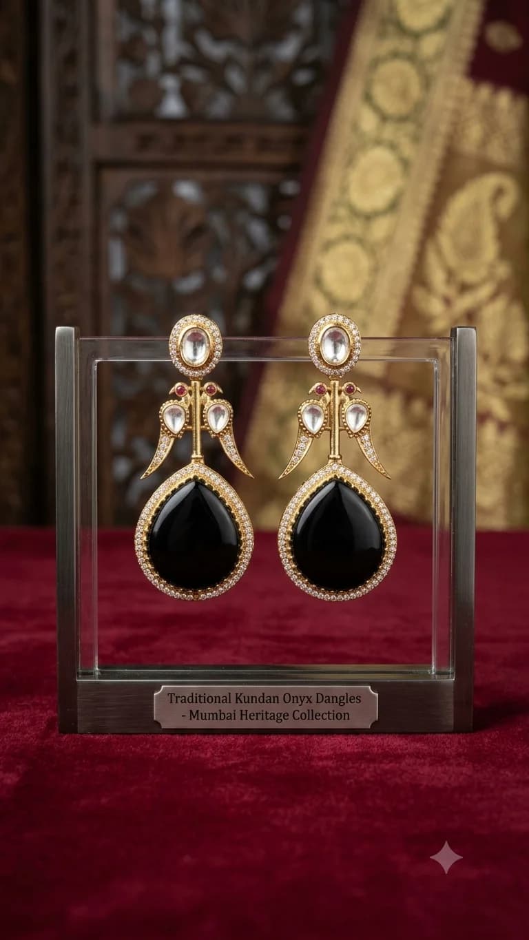 Elegant Black Stone Drop Earrings