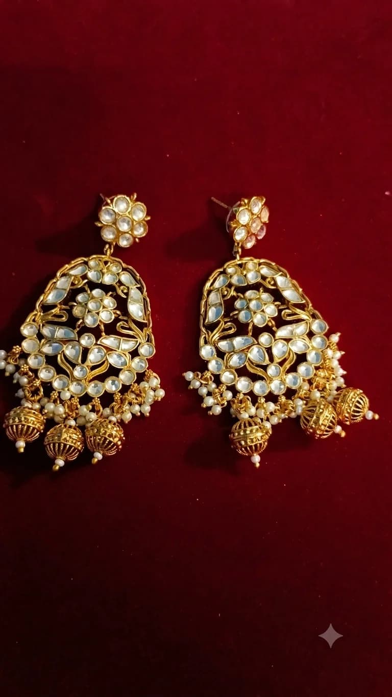Premium Kundan Pearl Jhumka Earrings