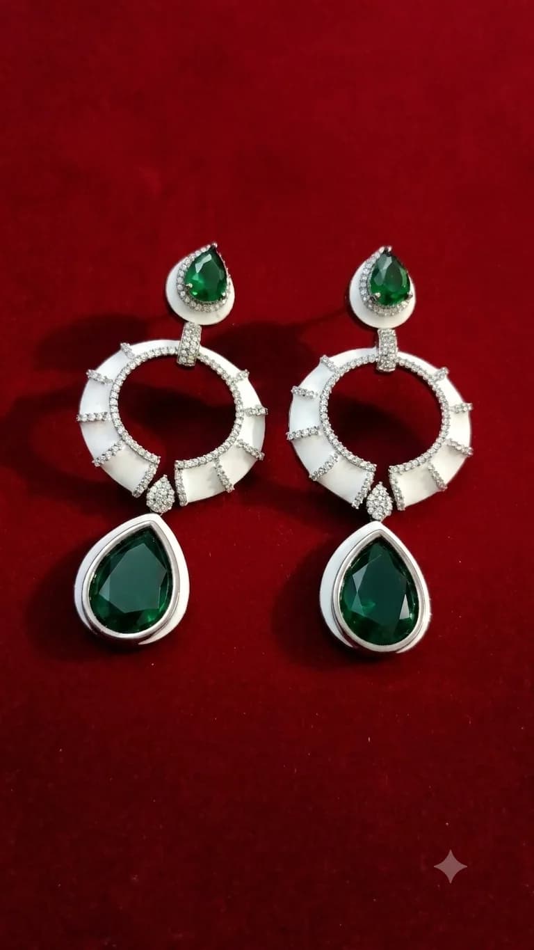Elegant Green & Black Statement Earrings