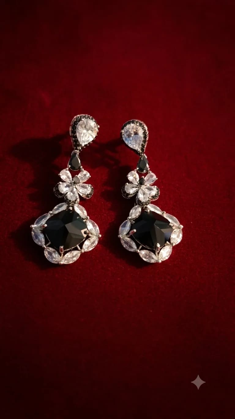 Noir & Pearl Contemporary Dangle Earrings