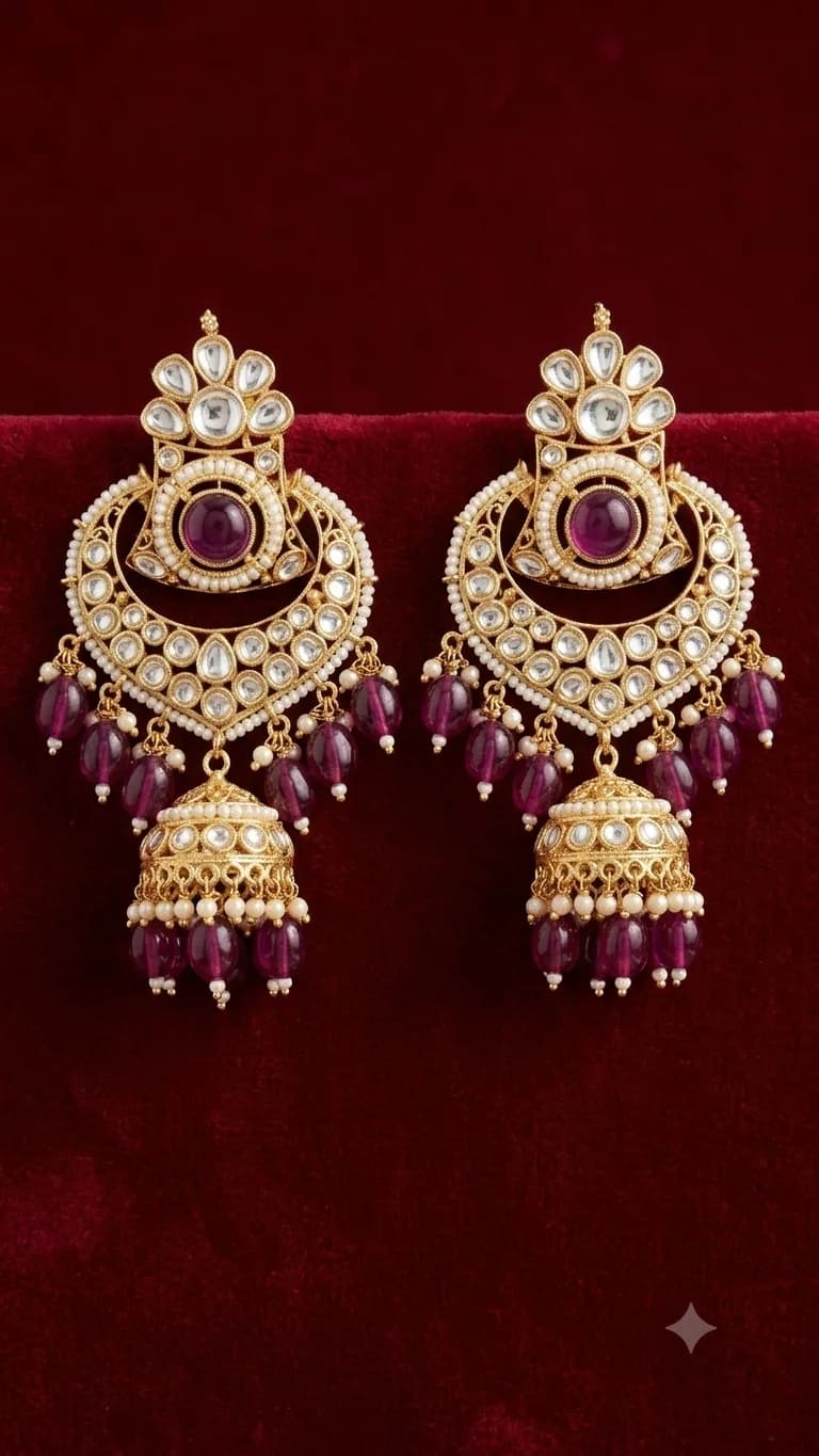 Royal Kundan Jhumka Earrings