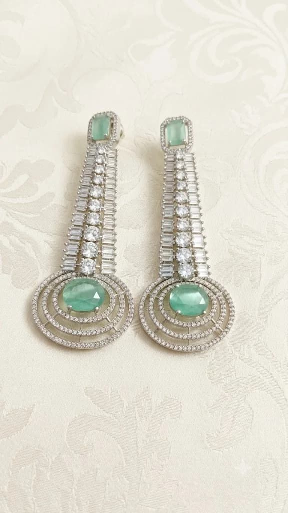 Aqua Green Crystal Statement Earrings