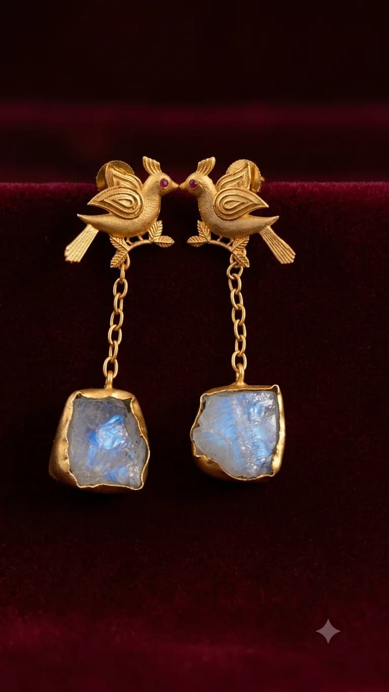 Peacock Lovebird Statement Earrings