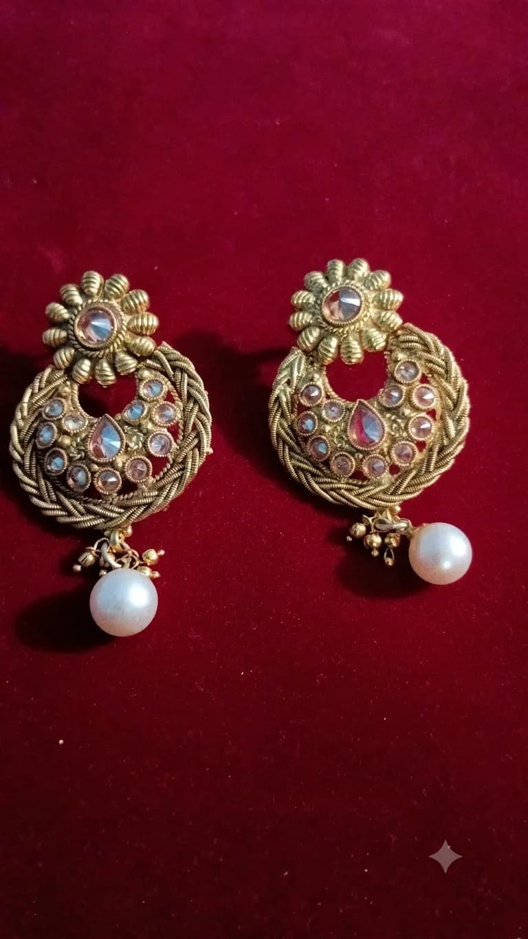 Classic Kundan & Pearl Drop Earrings