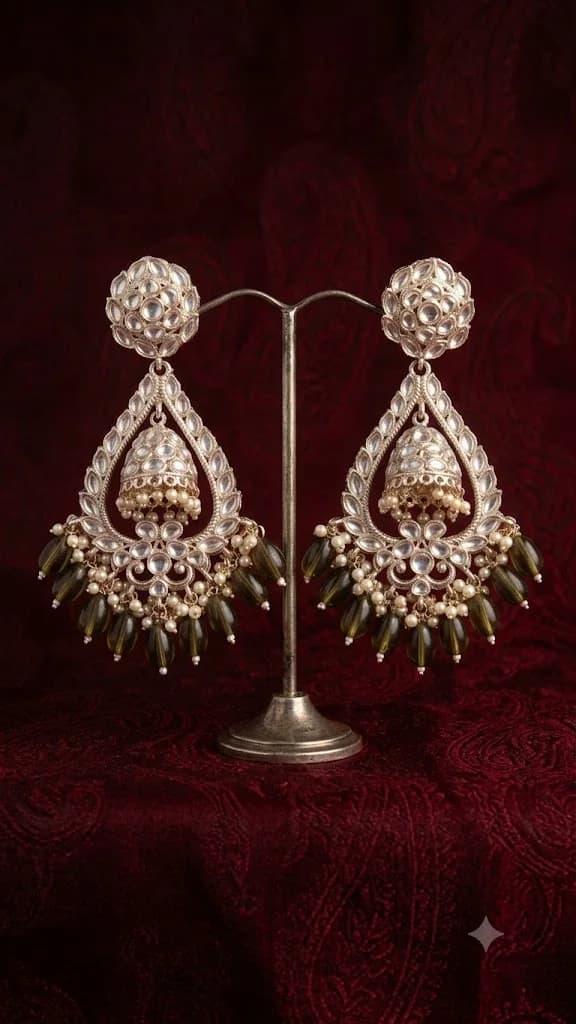 Oxidised Jhumka Chandbali Earrings