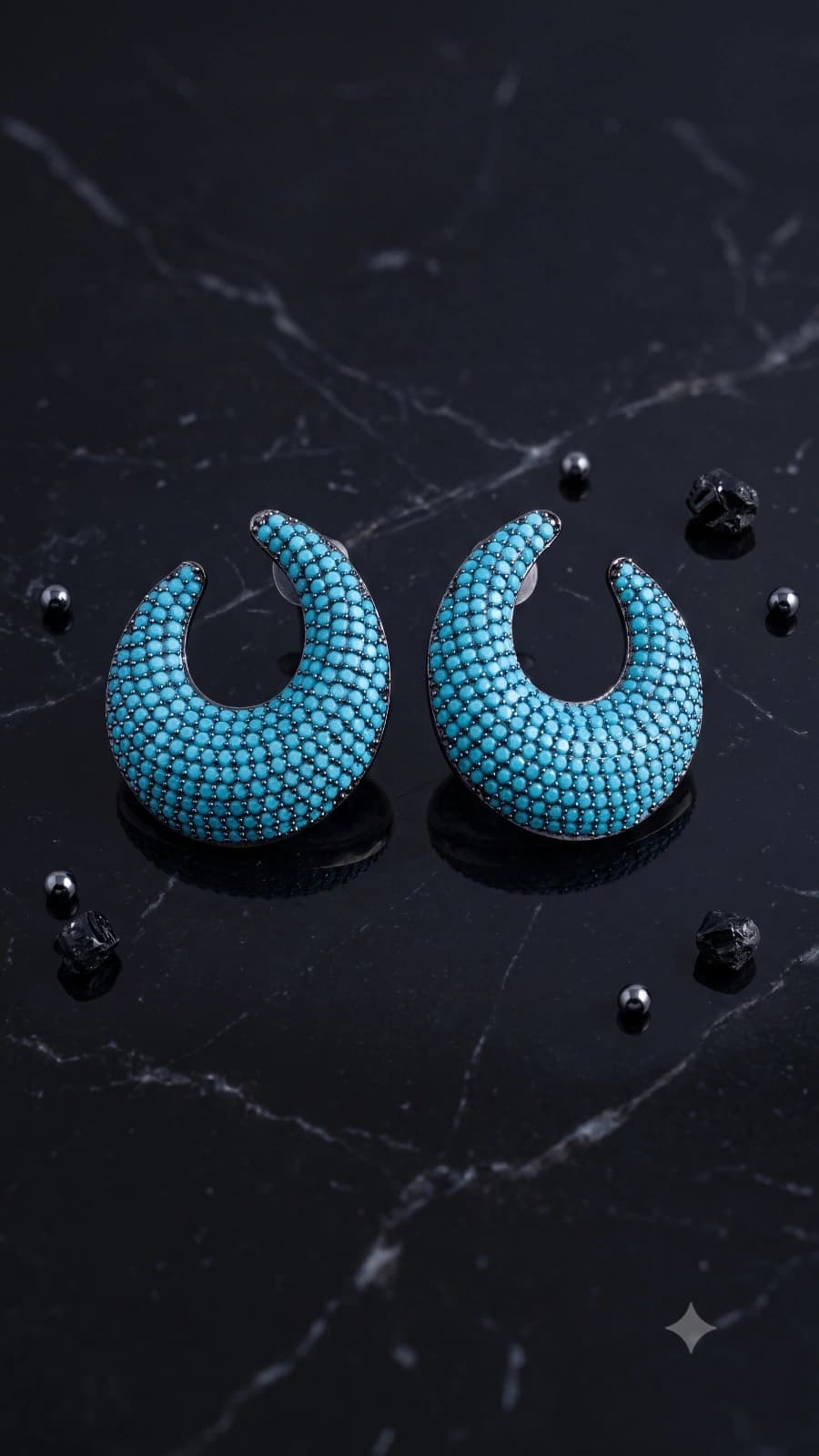 Aqua Blue Statement Hoop Earrings