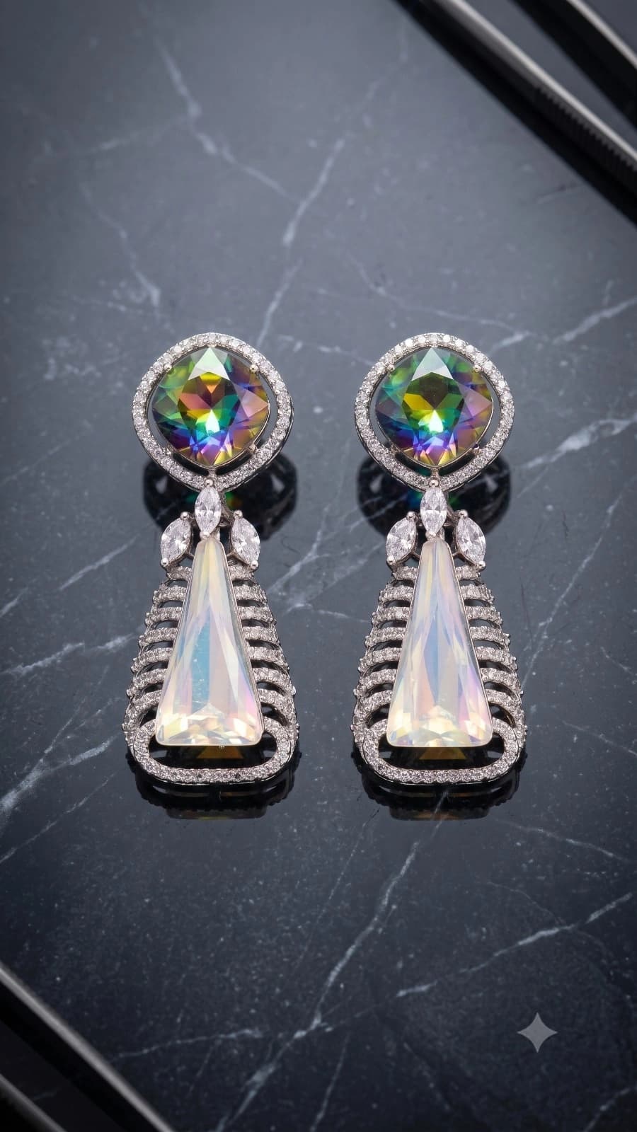 Multicolor Crustal Statement Earrings