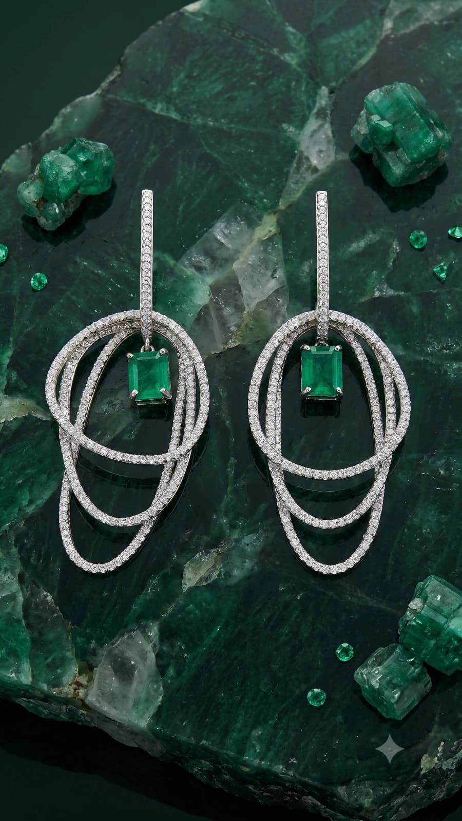 Emerald Green Crystal Loop Earrings