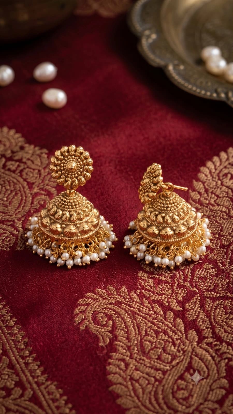 Antique Gold Jhumka Earrings