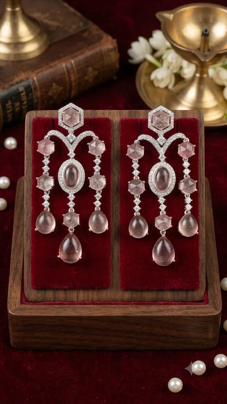 Elegant Crystal Stone Statement Earrings