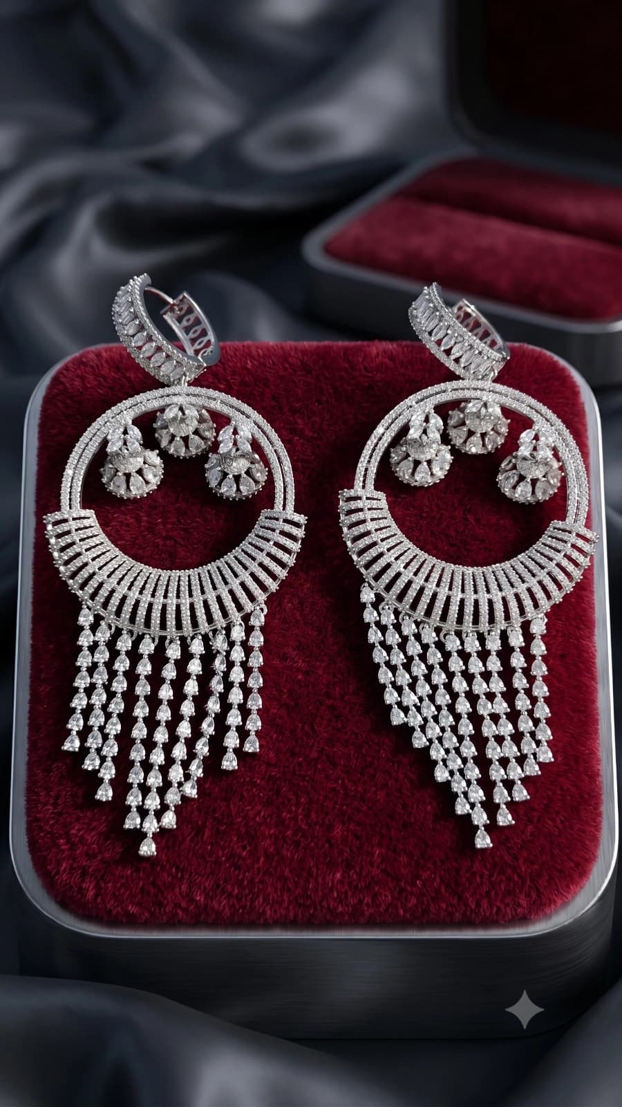 Statement Diamond Style Long Earrings