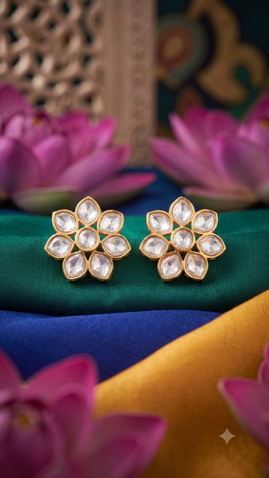 Floral Crystal Stud Earrings