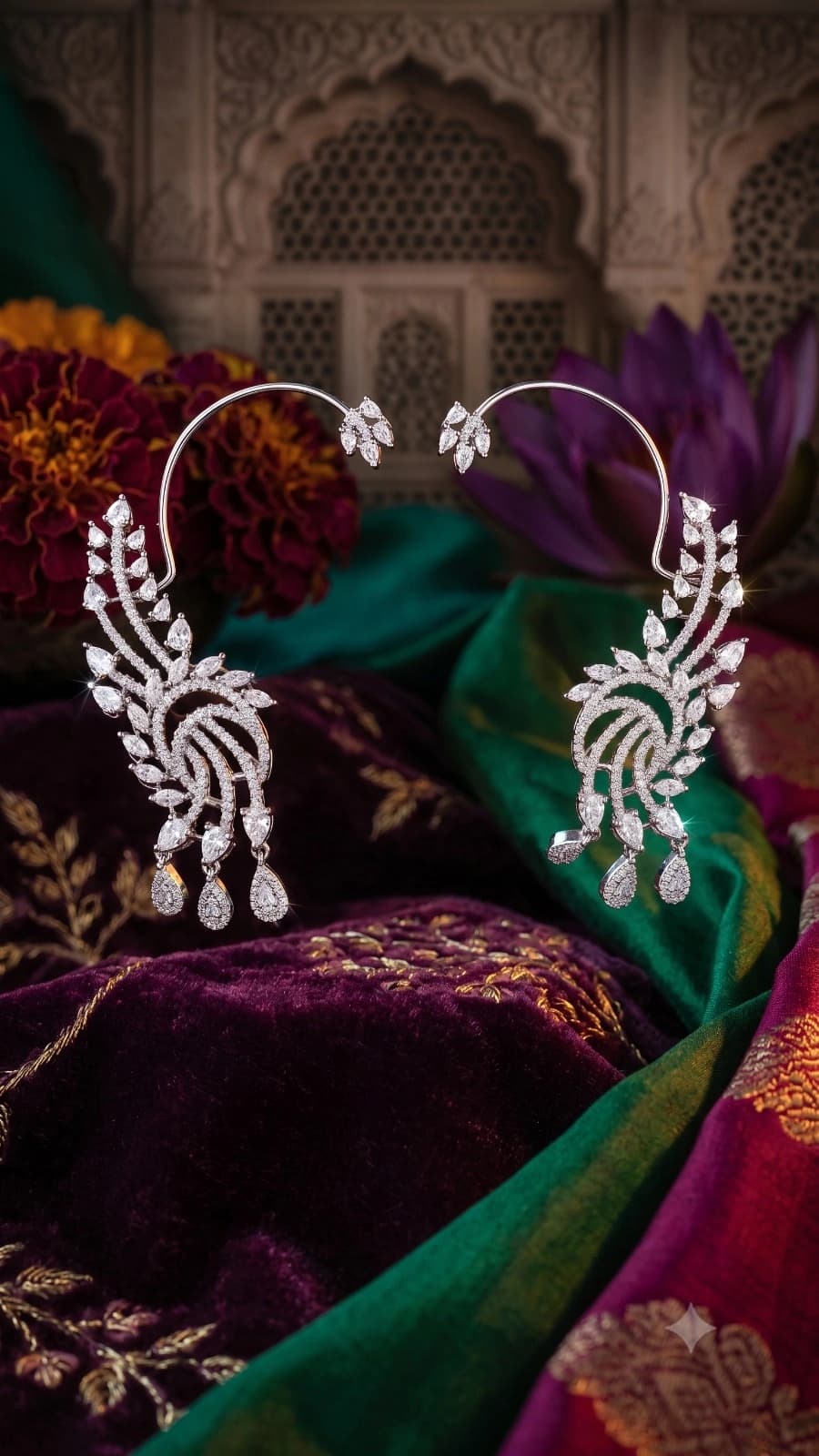 Elegant Silver Crystal Ear Cuff