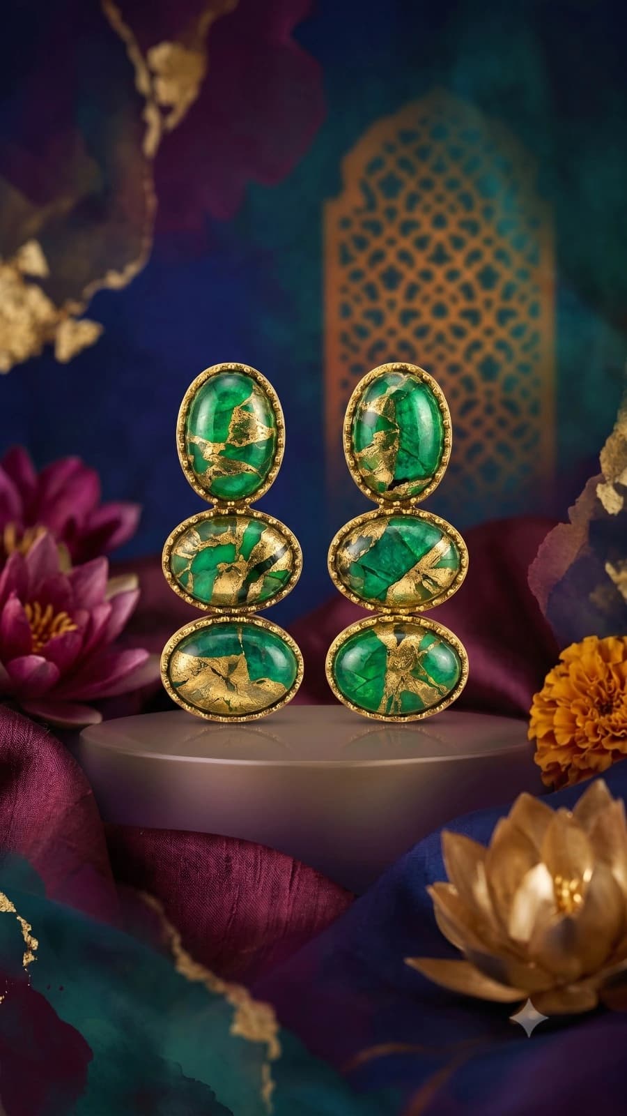 Green Stone Designer Earrings
