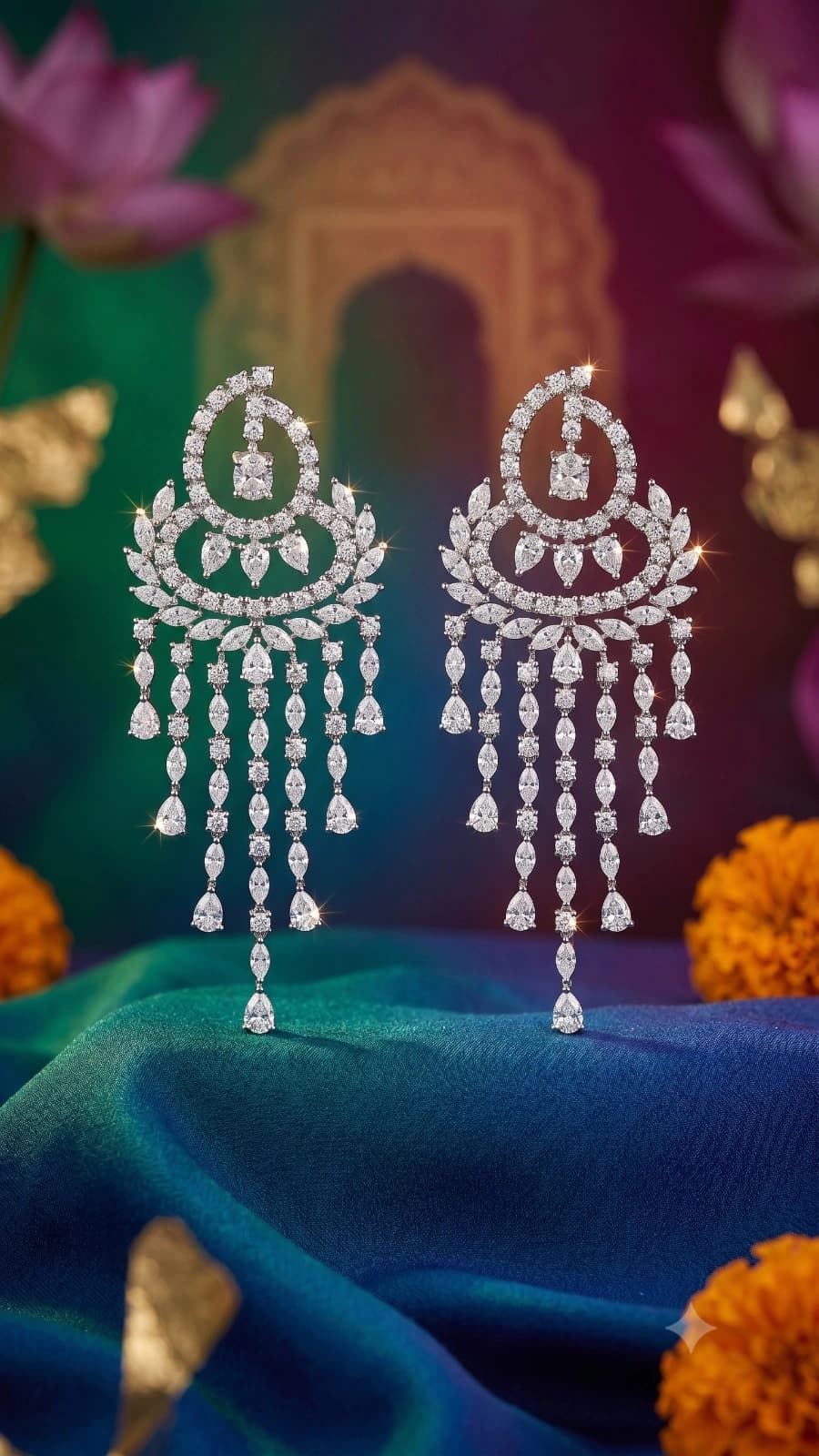 Statement CZ Long Drop Earrings