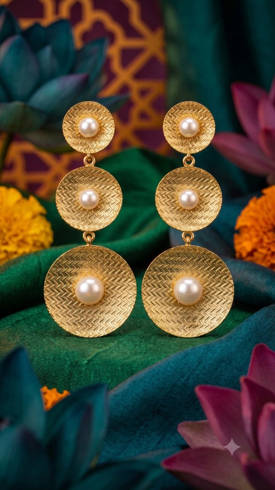 Pearl Layered Gold Earrings