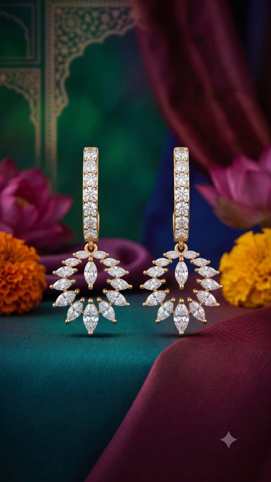 Elegant CZ Hoop Drop Earrings