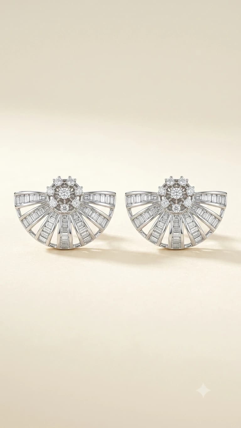 Elegant Fan-Shaped CZ Earrings