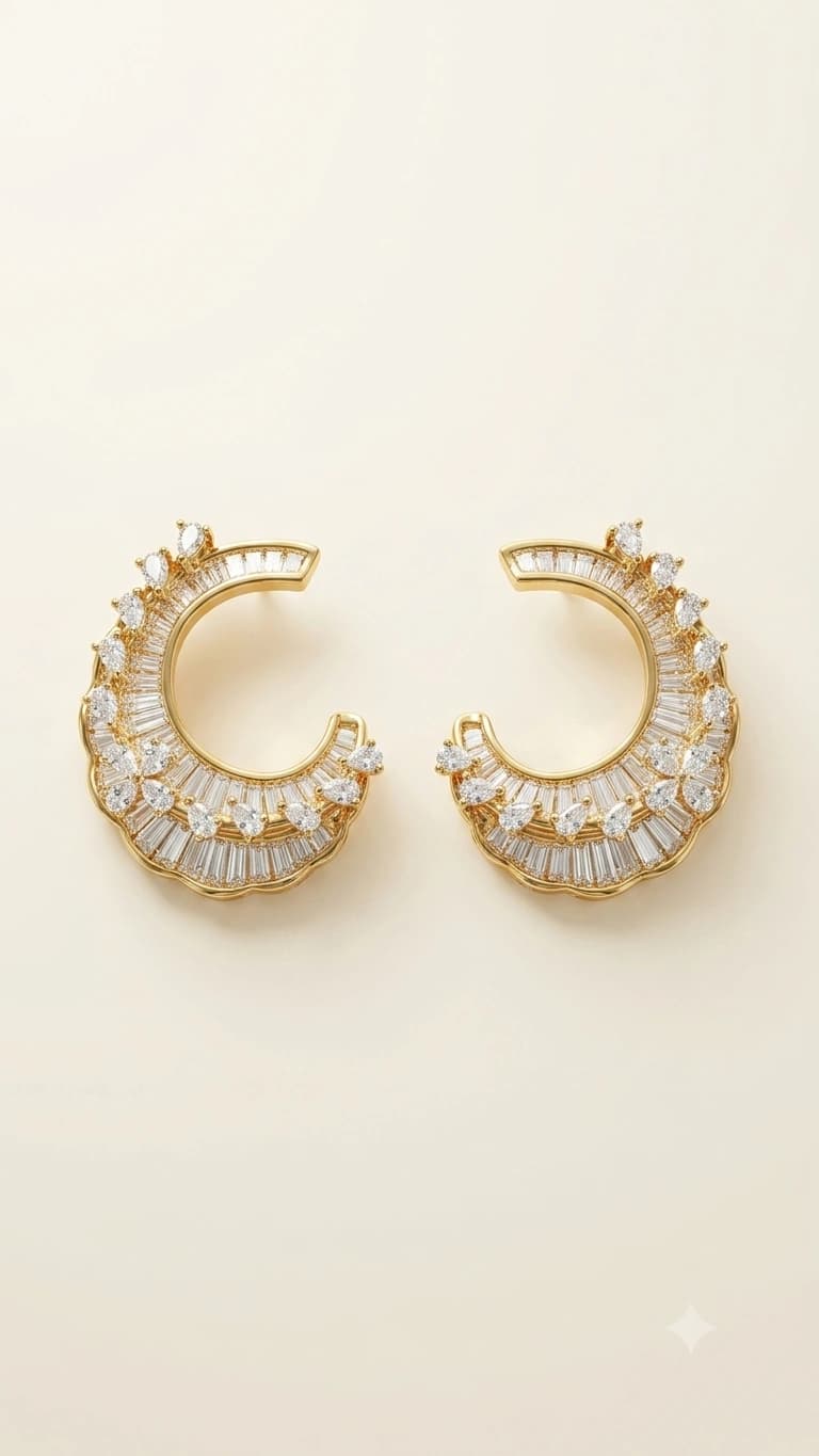 Elegant Gold-Tone Crystal Hoop Earrings
