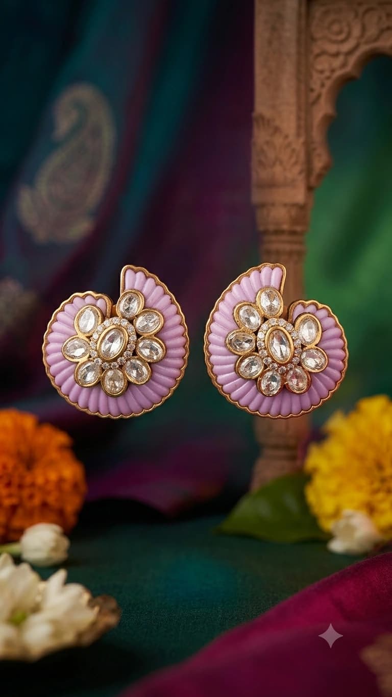 Elegant Lavender Beaded Stud Earrings